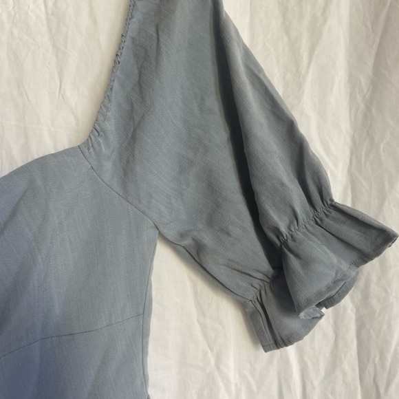 Lulus Sweet As Can Be Blue Striped Puff Sleeve Mini Dress Size XS - Picture 4 of 15